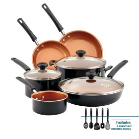 Farberware 14 Piece Easy Clean Pro Ceramic Nonstick Pots and Pans Set, Black