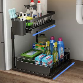 Double Sliding Metal Under Sink Organizer L Shape